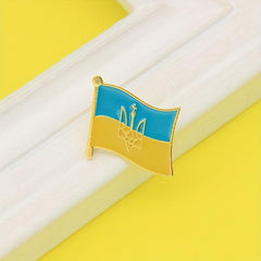 Ukraine Flag Map Print Brooch