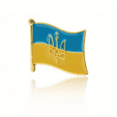 Ukraine Flag Map Print Brooch