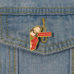 Jesus Cartoon Character Head Pin