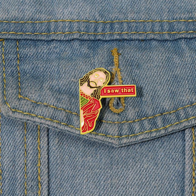 Jesus Cartoon Character Head Pin