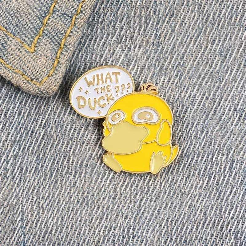 Yellow Duck 'What The Duck' Cartoon Enamel Pin Button