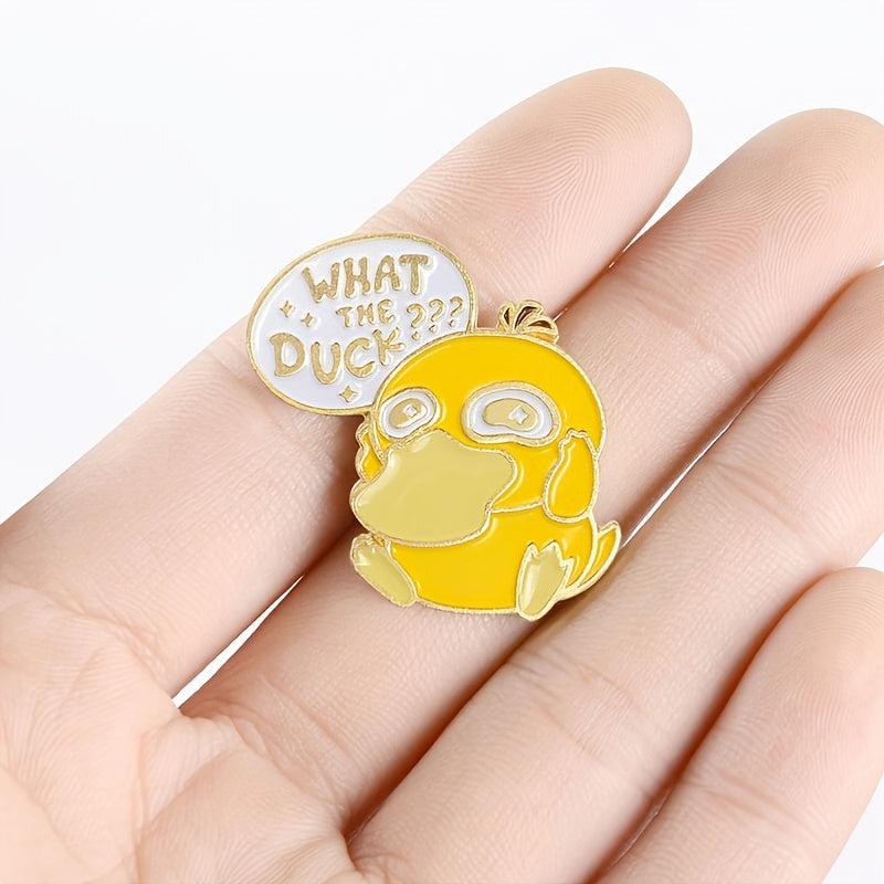 Yellow Duck 'What The Duck' Cartoon Enamel Pin Button