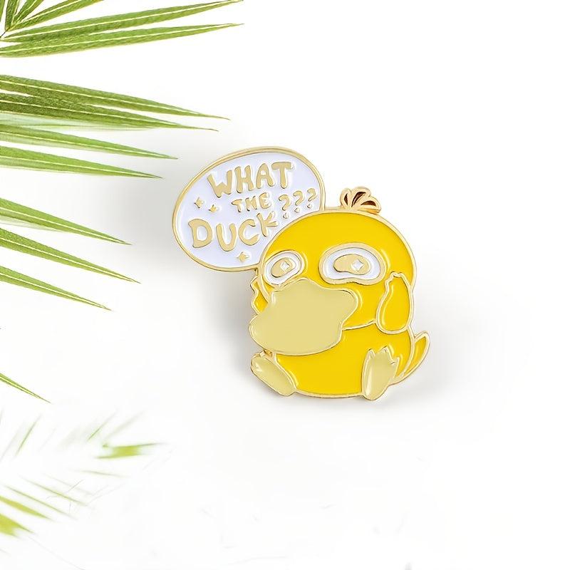 Yellow Duck 'What The Duck' Cartoon Enamel Pin Button