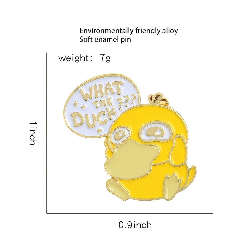 Yellow Duck 'What The Duck' Cartoon Enamel Pin Button