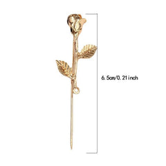Men's Suit Golden Leaf Rose Brooch Corsage Collar Flower