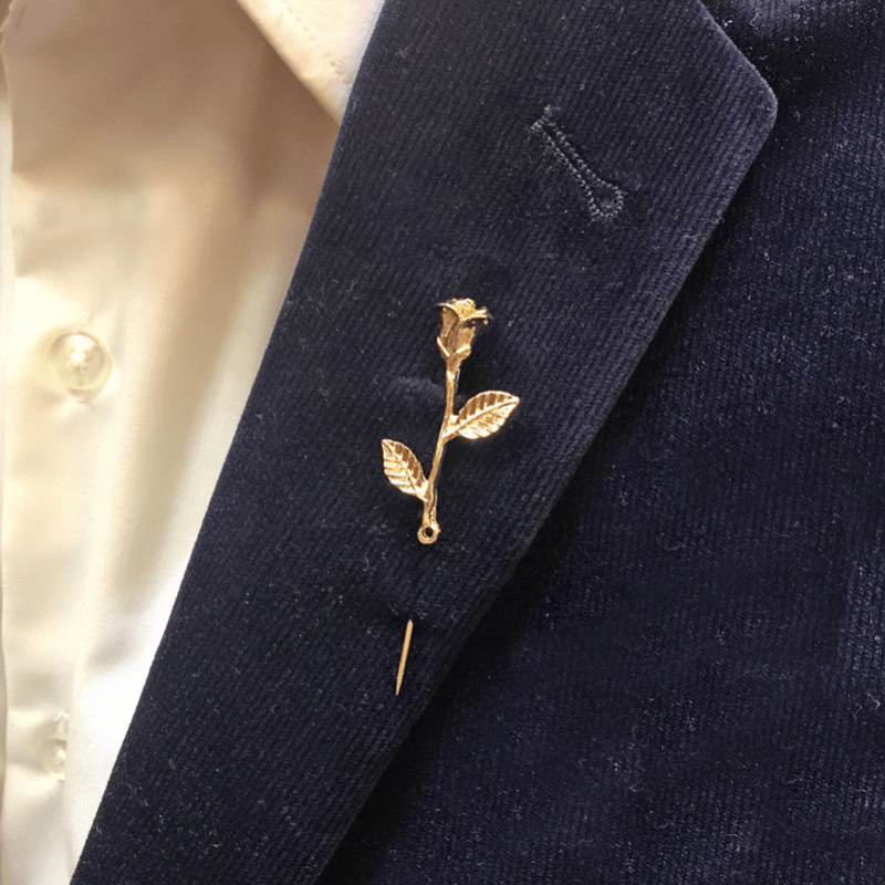 Men's Suit Golden Leaf Rose Brooch Corsage Collar Flower