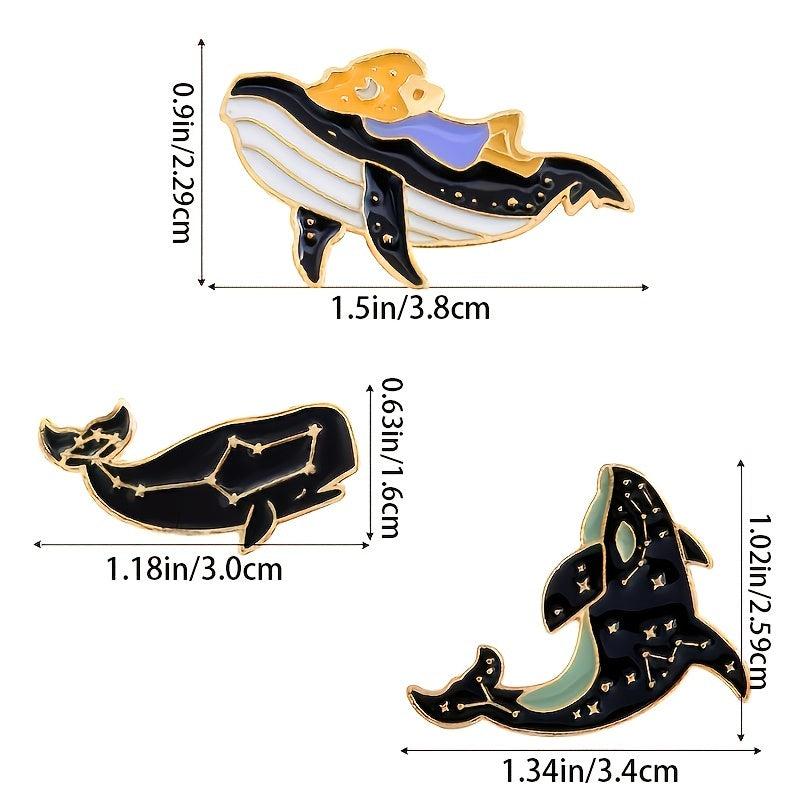 Cetacean Pattern Drip Oil Brooch Dolphin Pin