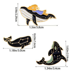 Cetacean Pattern Drip Oil Brooch Dolphin Pin