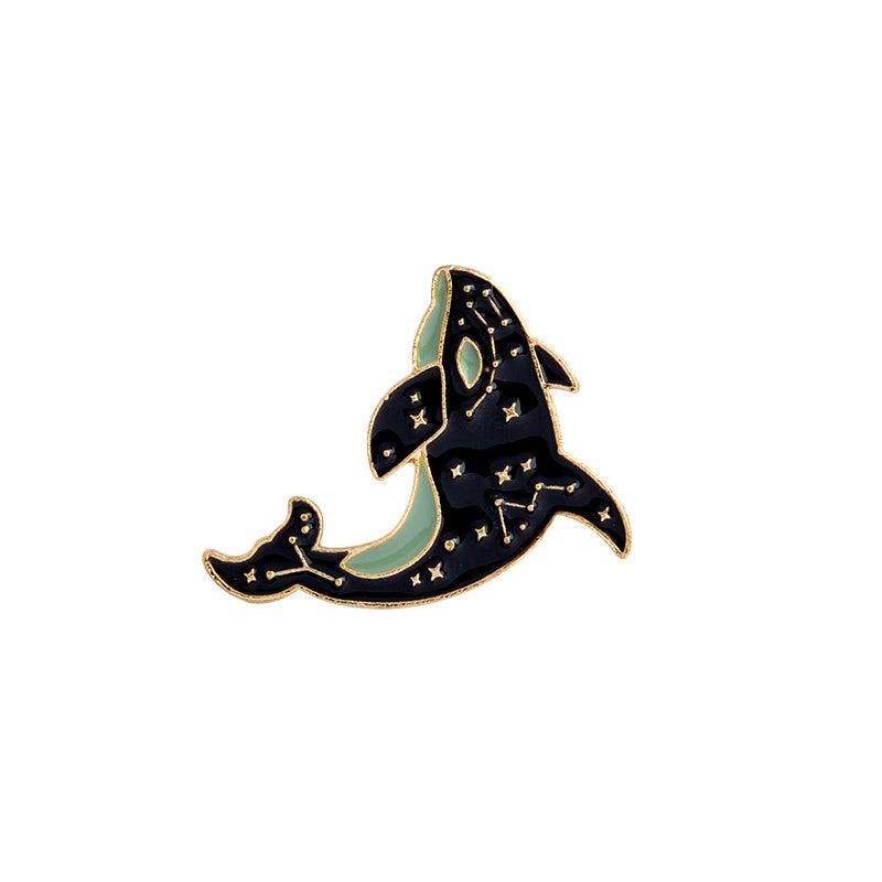 Cetacean Pattern Drip Oil Brooch Dolphin Pin