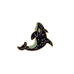 Cetacean Pattern Drip Oil Brooch Dolphin Pin