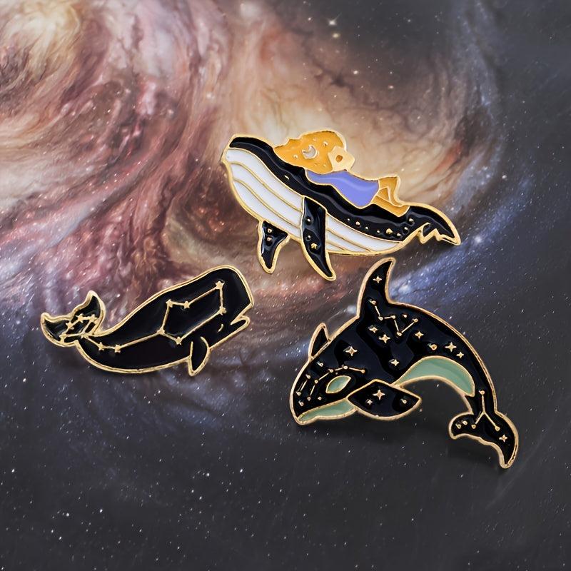 Cetacean Pattern Drip Oil Brooch Dolphin Pin