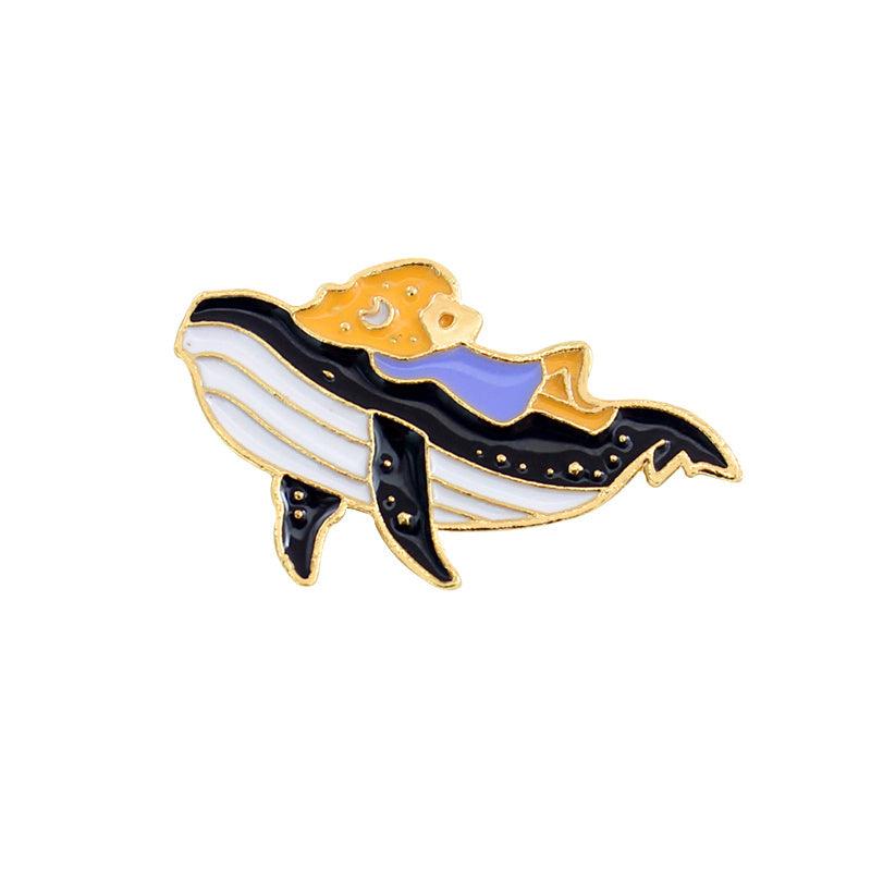 Cetacean Pattern Drip Oil Brooch Dolphin Pin