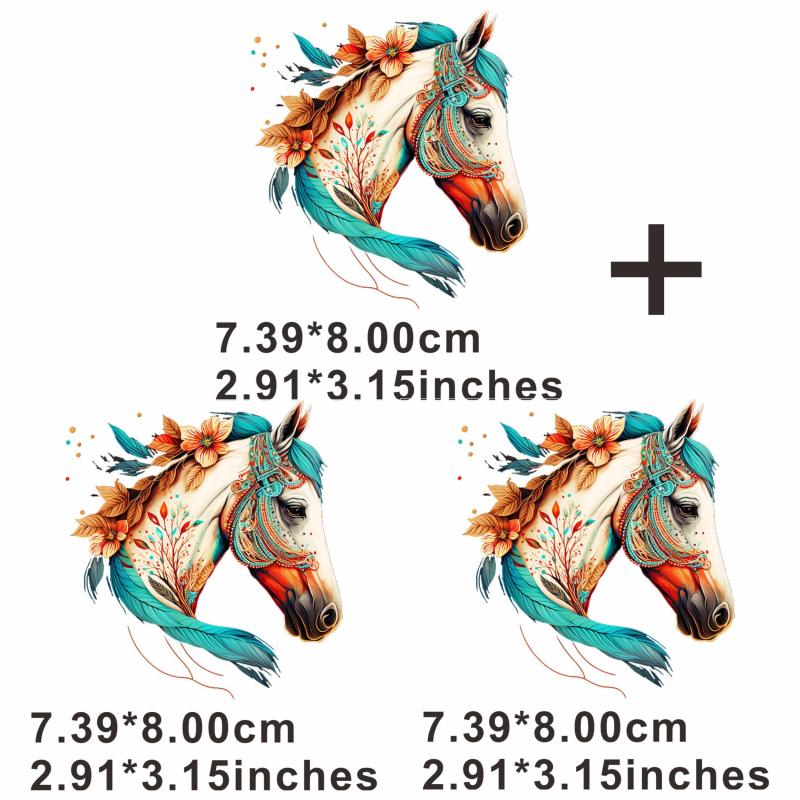 Horse Printing Patch Creative Hand painted Painting Heat Transfer
