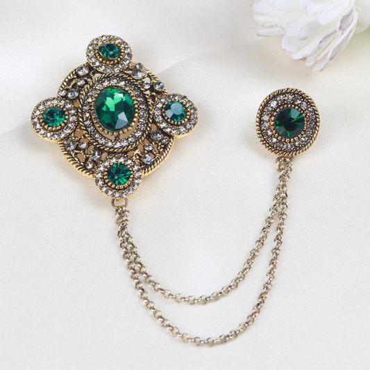 Vintage Chain Brooch Court Pearl Niche High end Corsage Pin Men's Suit