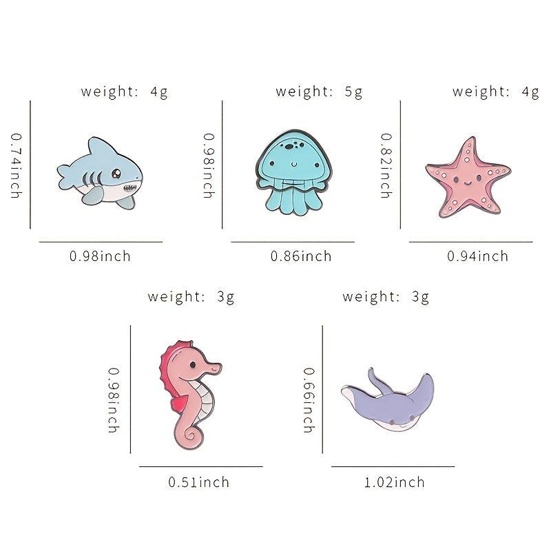 Creative Sea Animal Brooch, Set of 5