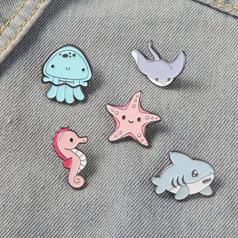 Creative Sea Animal Brooch, Set of 5