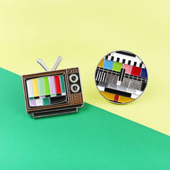 Retro TV No Signal Brooch Pin