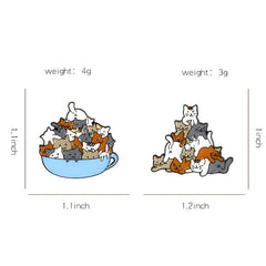 Cup Of Cats Pattern Enamel Pin