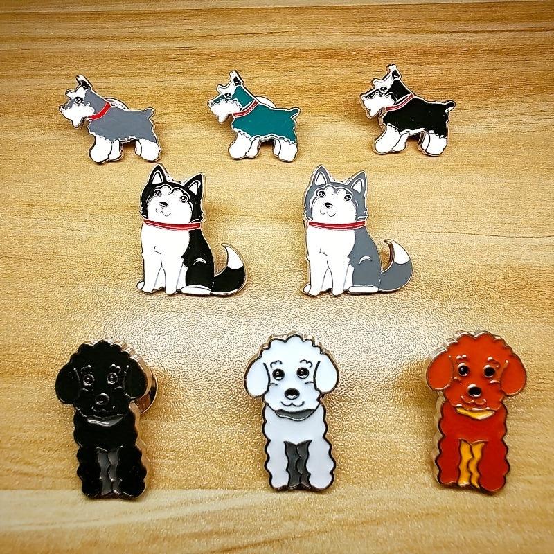 Colorful Schnauzer Husky Nobleman Dog Brooch Men