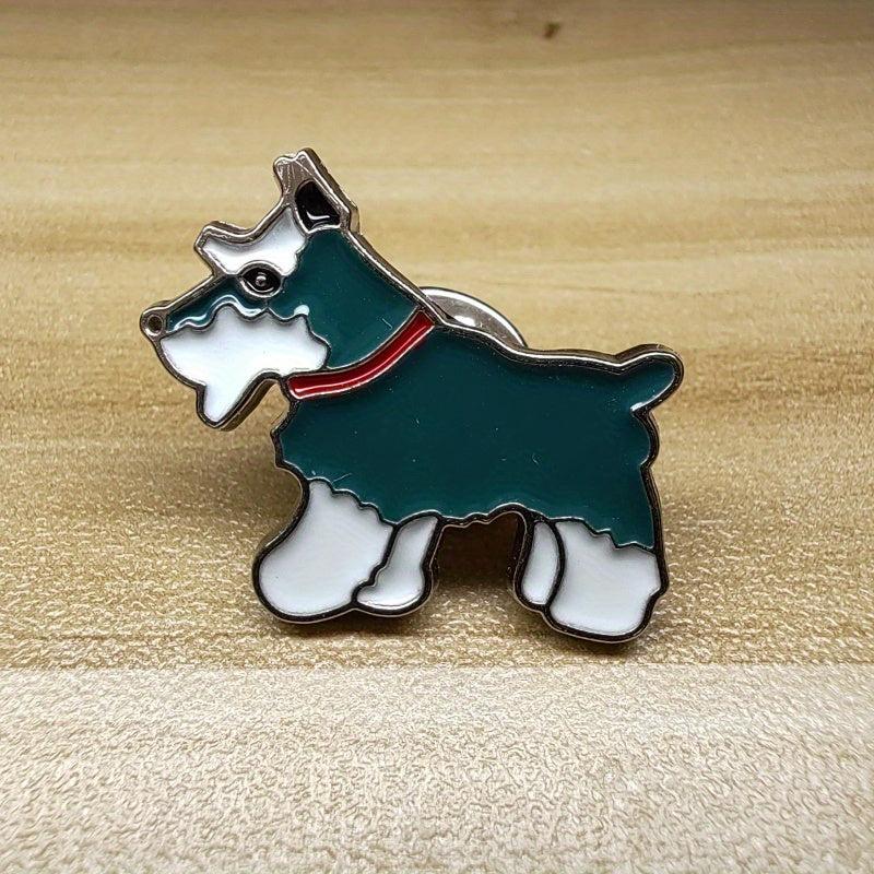 Colorful Schnauzer Husky Nobleman Dog Brooch Men