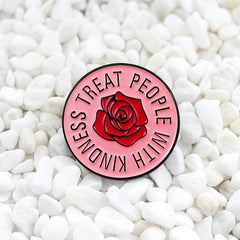 Round Pink Rose Flower Pin