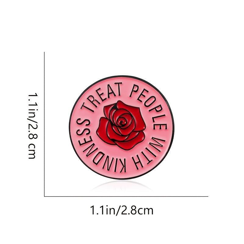 Round Pink Rose Flower Pin