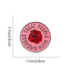 Round Pink Rose Flower Pin