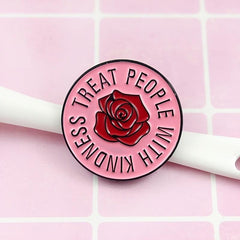Round Pink Rose Flower Pin