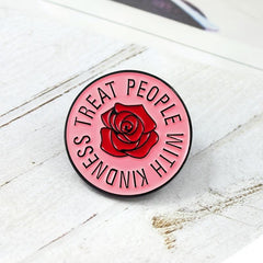 Round Pink Rose Flower Pin