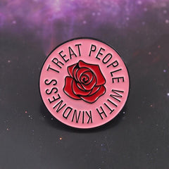 Round Pink Rose Flower Pin