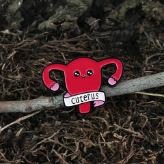 Maternal Uterus Shaped Alloy Brooch Chest Pin Red