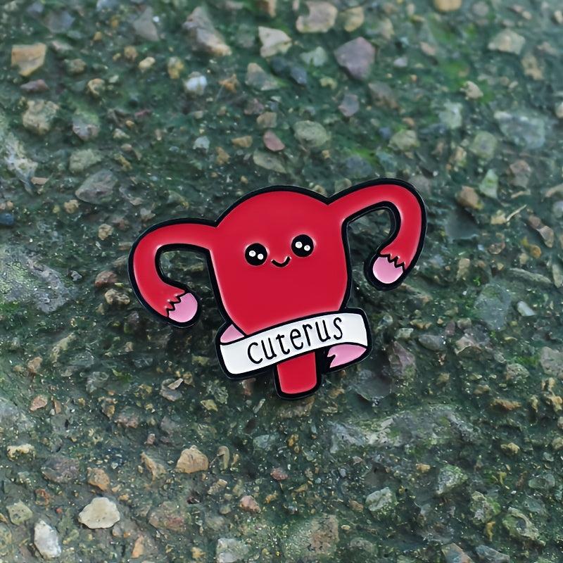 Maternal Uterus Shaped Alloy Brooch Chest Pin Red