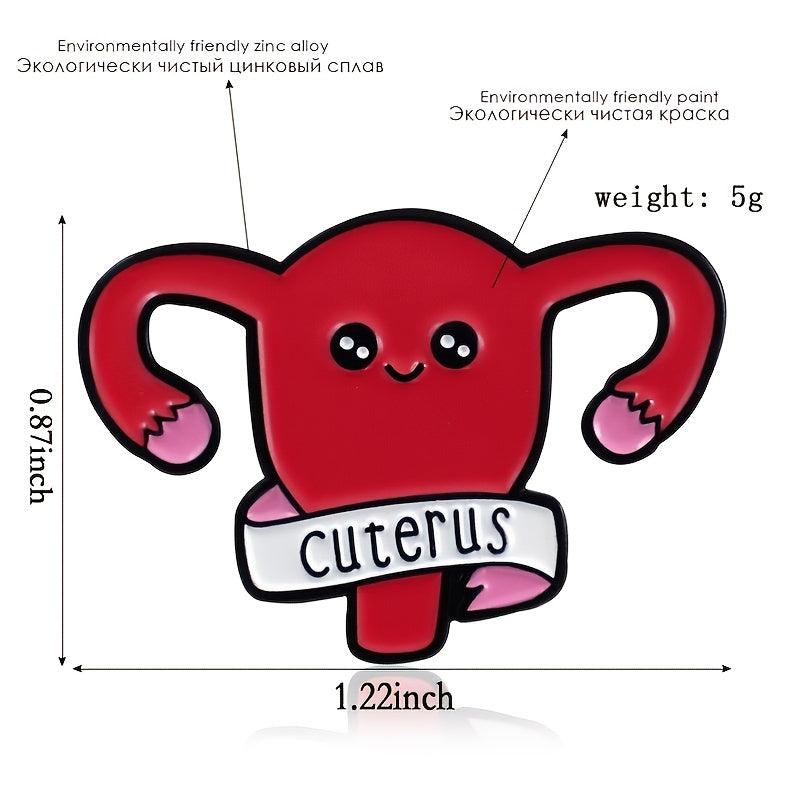 Maternal Uterus Shaped Alloy Brooch Chest Pin Red