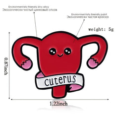 Maternal Uterus Shaped Alloy Brooch Chest Pin Red