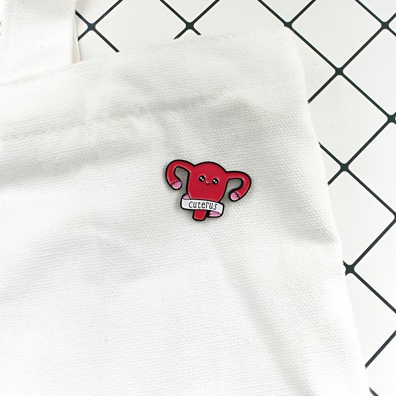Maternal Uterus Shaped Alloy Brooch Chest Pin Red