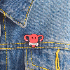 Maternal Uterus Shaped Alloy Brooch Chest Pin Red