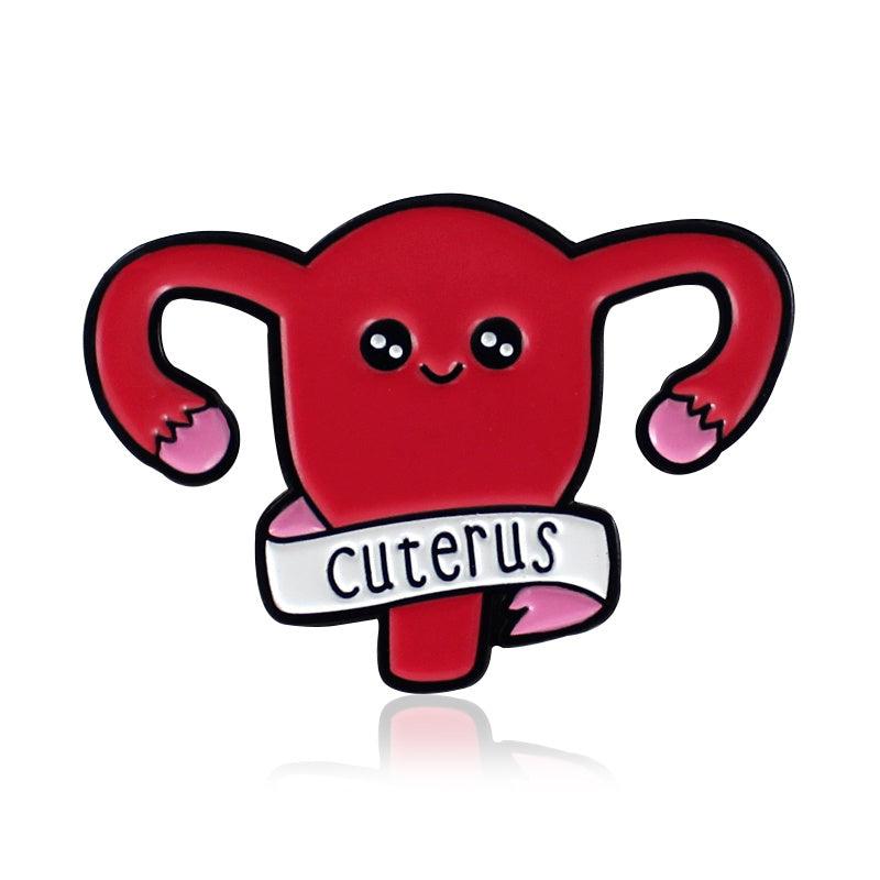Maternal Uterus Shaped Alloy Brooch Chest Pin Red