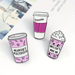 Cartoon Coffee Cup Milk Ice Cream Brooch Pin
