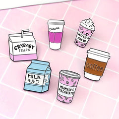 Cartoon Coffee Cup Milk Ice Cream Brooch Pin