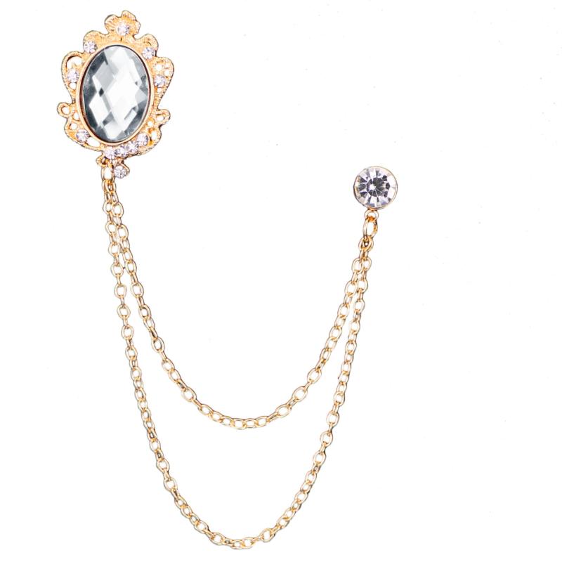 1pc Couple Brooch Pins Tassel Chain Brooch Wedding Host Chest Flower