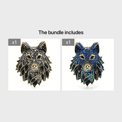 Rhinestone Wolf Brooch for Men