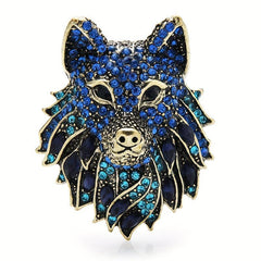 Rhinestone Wolf Brooch for Men