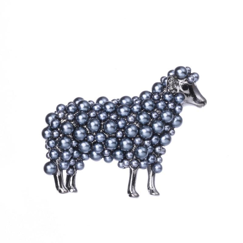 Men's Sheep Faux Pearl Brooch Unisex Animal Pattern Element Brooch