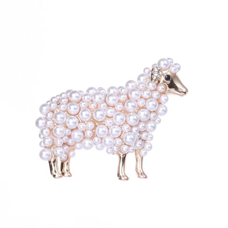 Men's Sheep Faux Pearl Brooch Unisex Animal Pattern Element Brooch