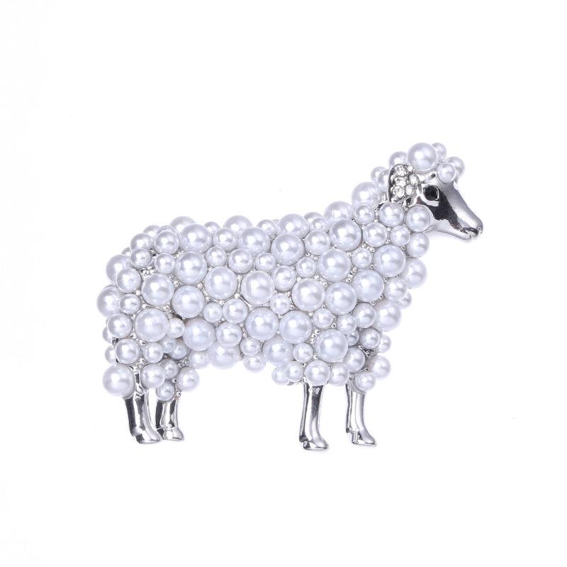 Men's Sheep Faux Pearl Brooch Unisex Animal Pattern Element Brooch