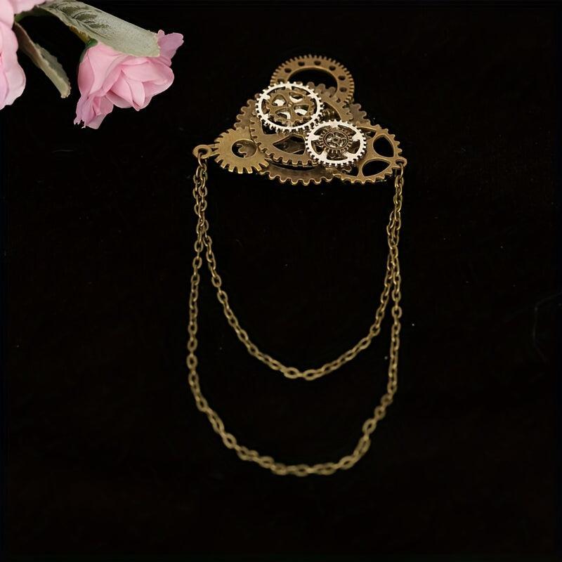 Steampunk Gear Brooch for Men