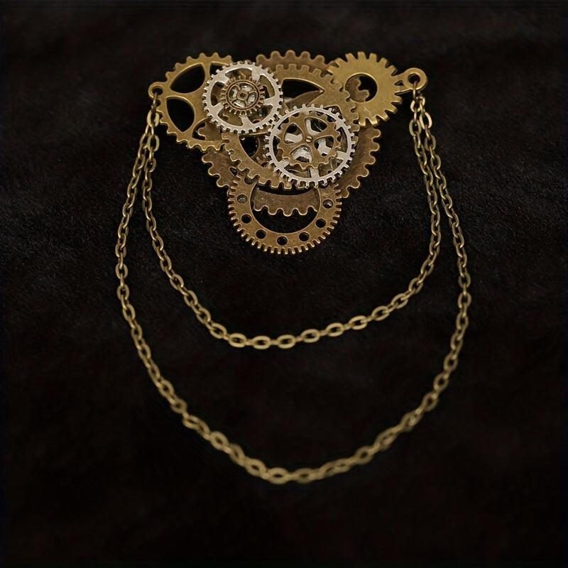 Steampunk Gear Brooch for Men