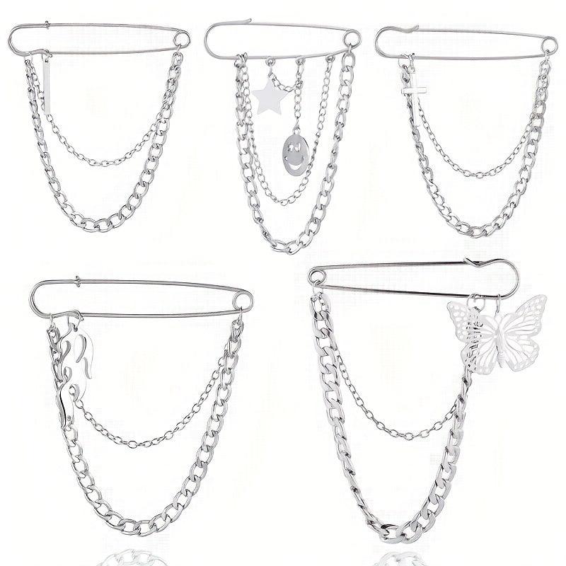 Double Layer Chain Butterfly Brooch Men Pin Suits Shoes Hats Accessories