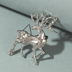 Men's Christmas Deer Animal Brooch Collar Pin