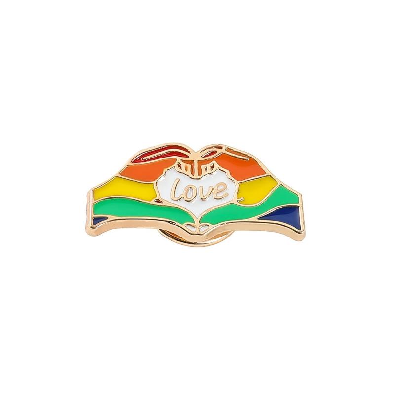 Rainbow Heart Flag Heart Embroidered Brooch Personality Alloy Pin